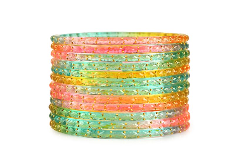 Light Multi Glass Bangles