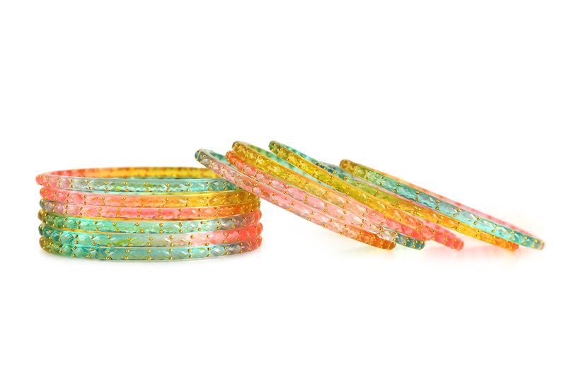 Light Multi Glass Bangles