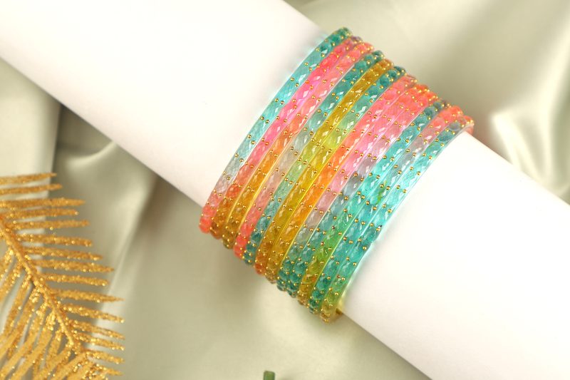 Light Multi Glass Bangles